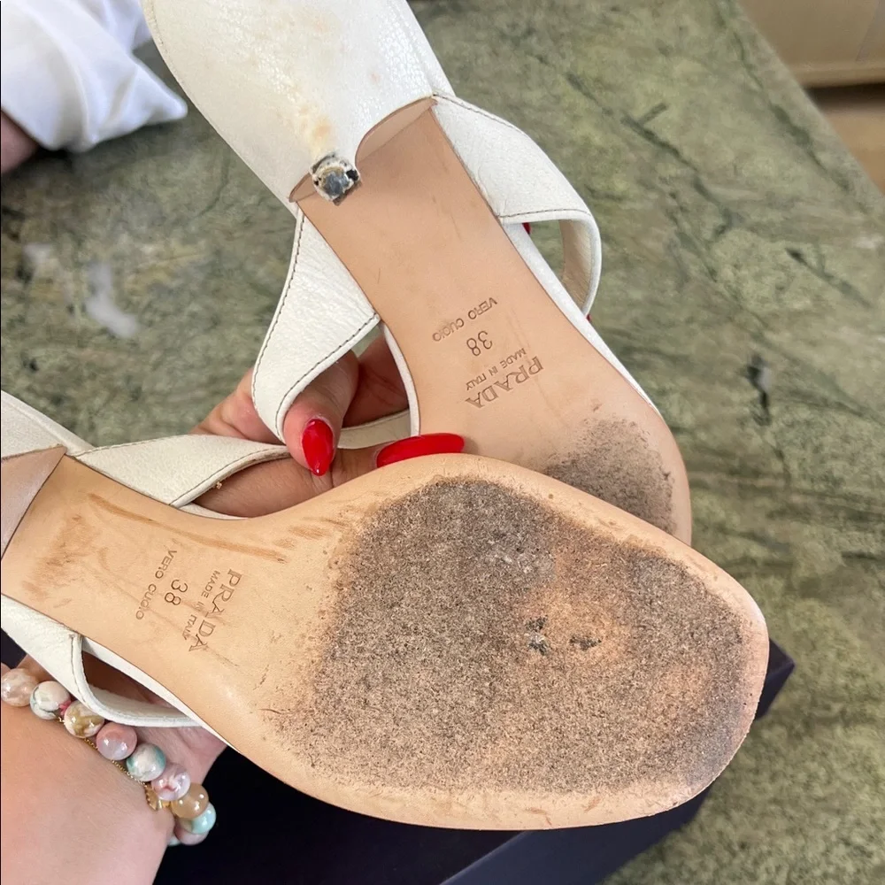 Prada Women's Elegant Cream Heels - Picture 5 of 5